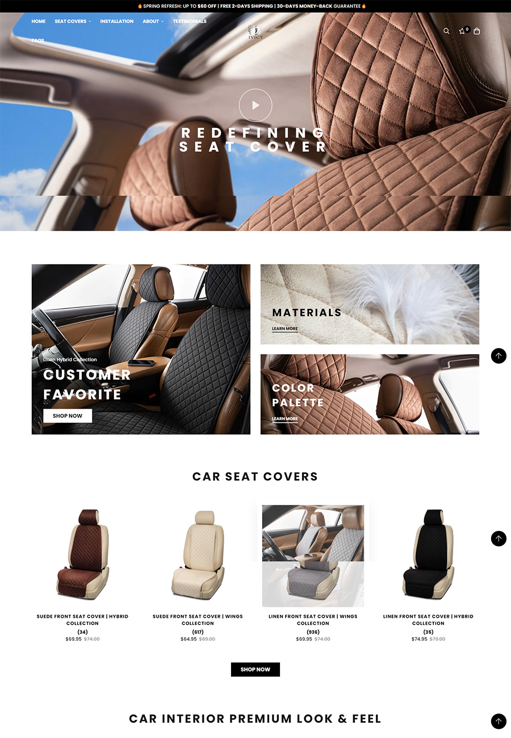 seat cover online store development